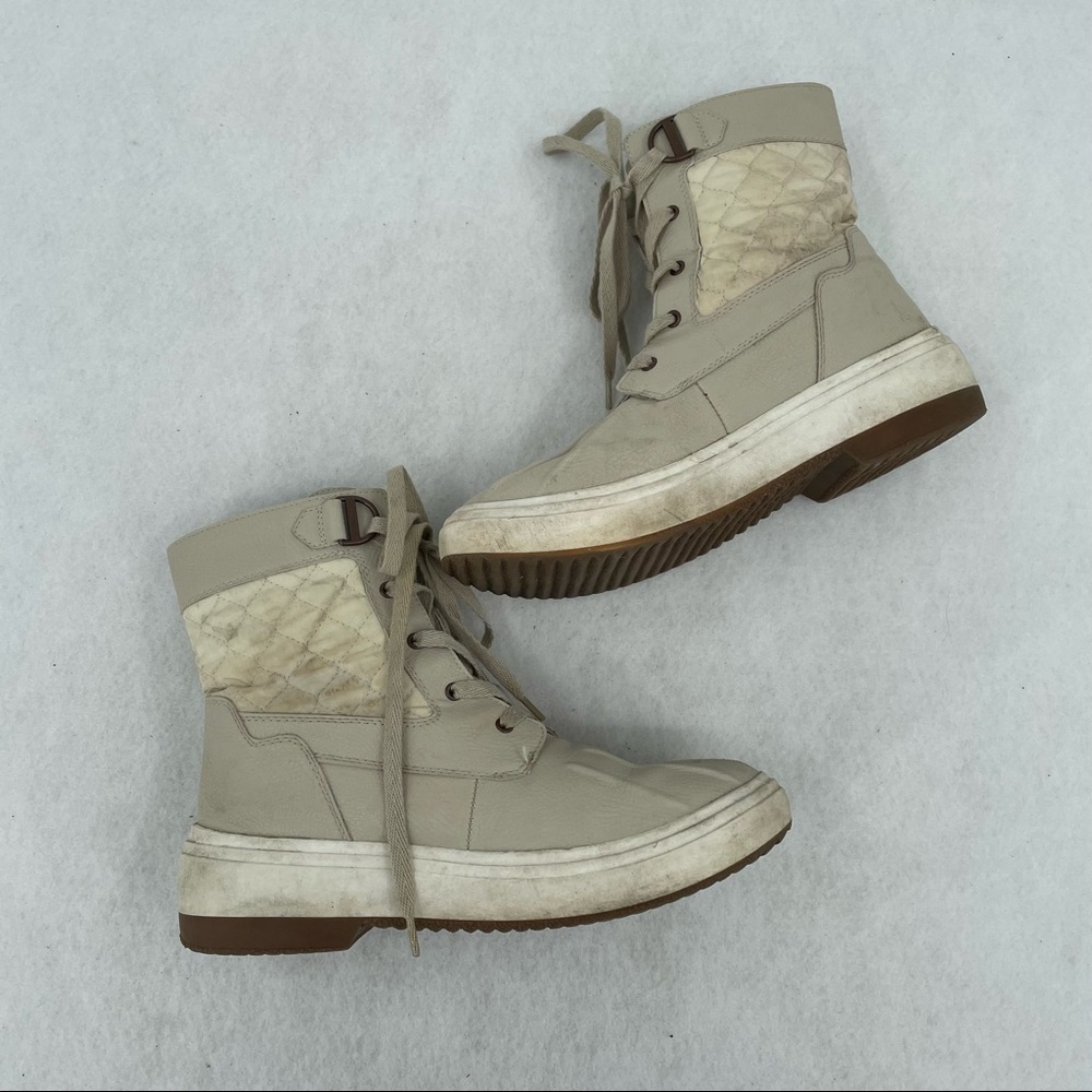 MERRELL Women’s Holly Mid Waterproof Lace Up Duck Boot Rain Boot in Oyster sz: 8 - Picture 2 of 12
